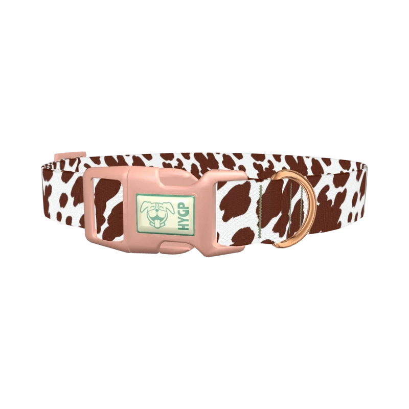 Cow Print Dog Collar - plastic rose gold