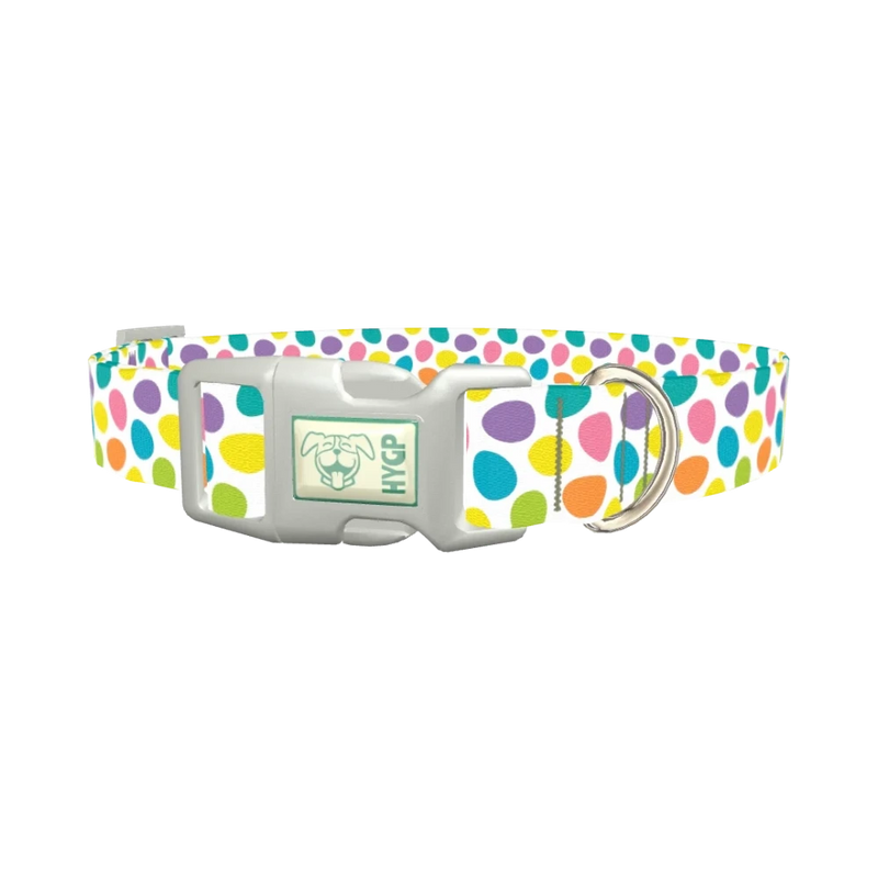 Colorful Easter Egg Dog Collar - plastic silver