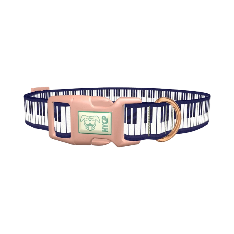 Piano Key Pattern Dog Collar - plastic rose gold