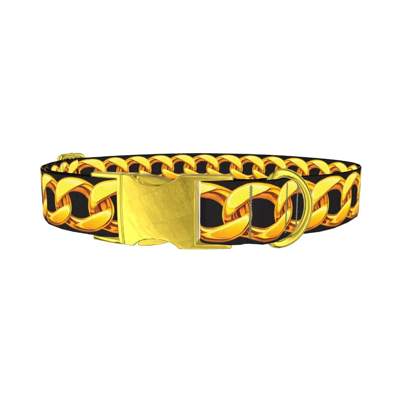 Gold Chain Link Dog Collar - metal gold