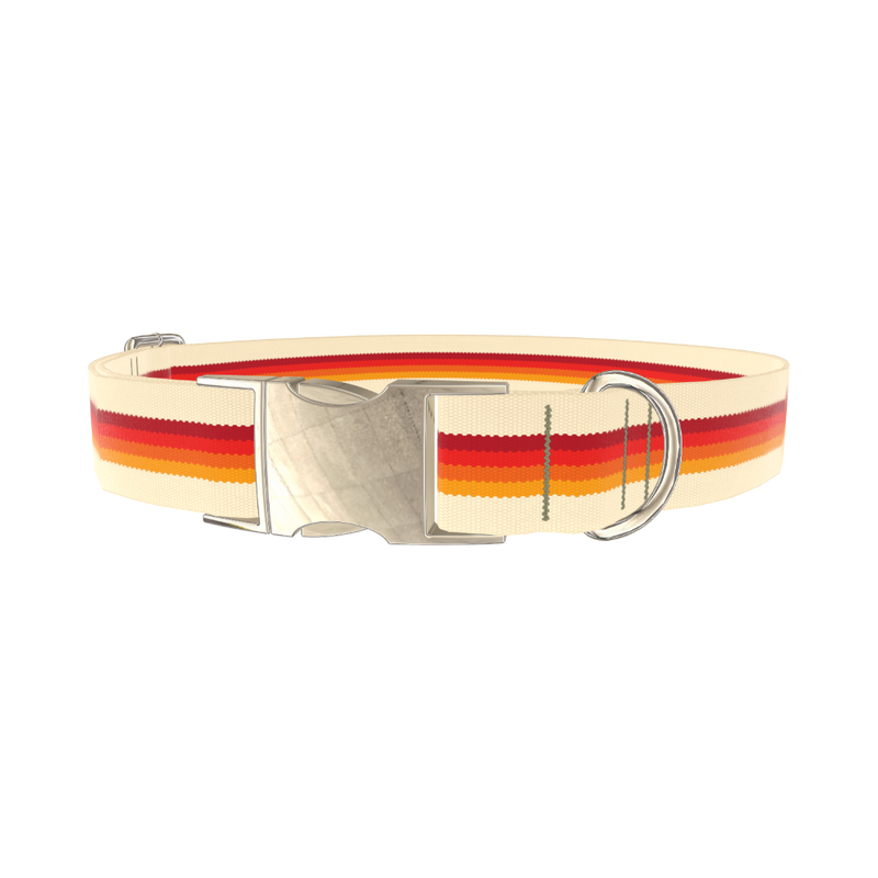 Retro Hexagon Stripe Dog Collar - metal gold