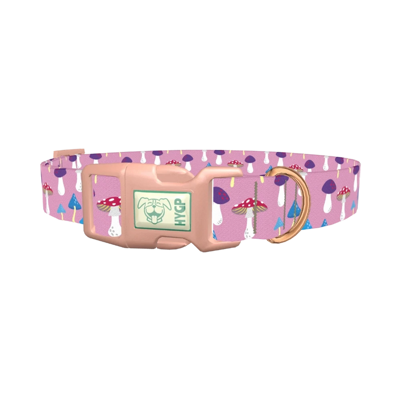 Multicolor Mushroom Dog Collar - plastic rose gold