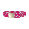 Pink Geometric Heart Dog Collar - metal silver