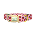 Pink Strawberry Dog Collar - plastic gold