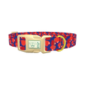 Navy Heart Pattern Dog Collar - plastic gold