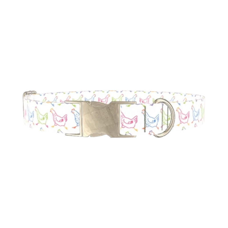 Colorful Chicken Dog Collar - metal silver