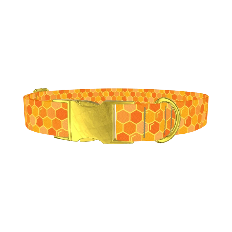 Geometric Honeycomb Dog Collar - metal gold