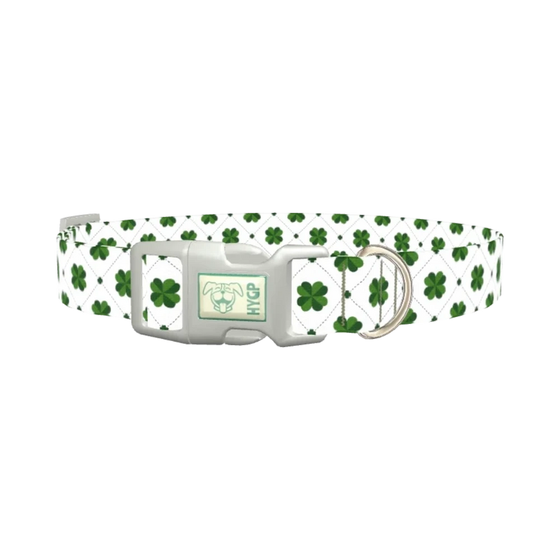 Dotted Clover Dog Collar - plastic silver