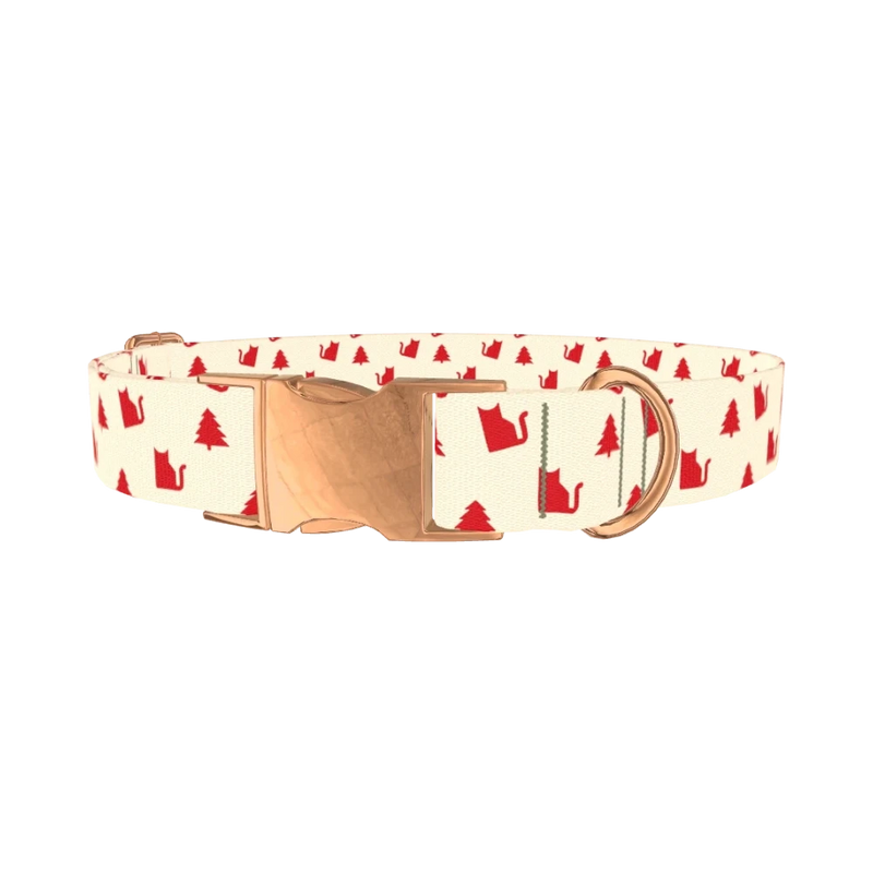 Christmas Cat Dog Collar - metal rose gold
