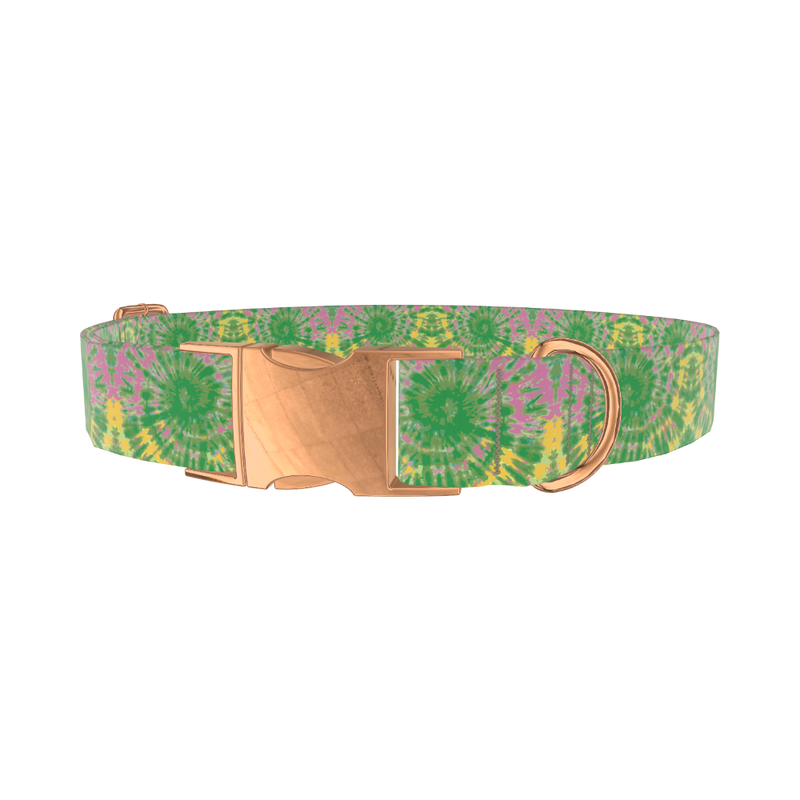 Tie Dye Spiral Dog Collar - metal silver