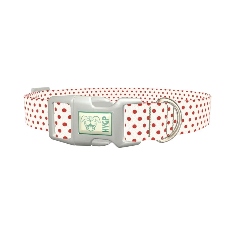 Red Dot Pattern Dog Collar - plastic silver