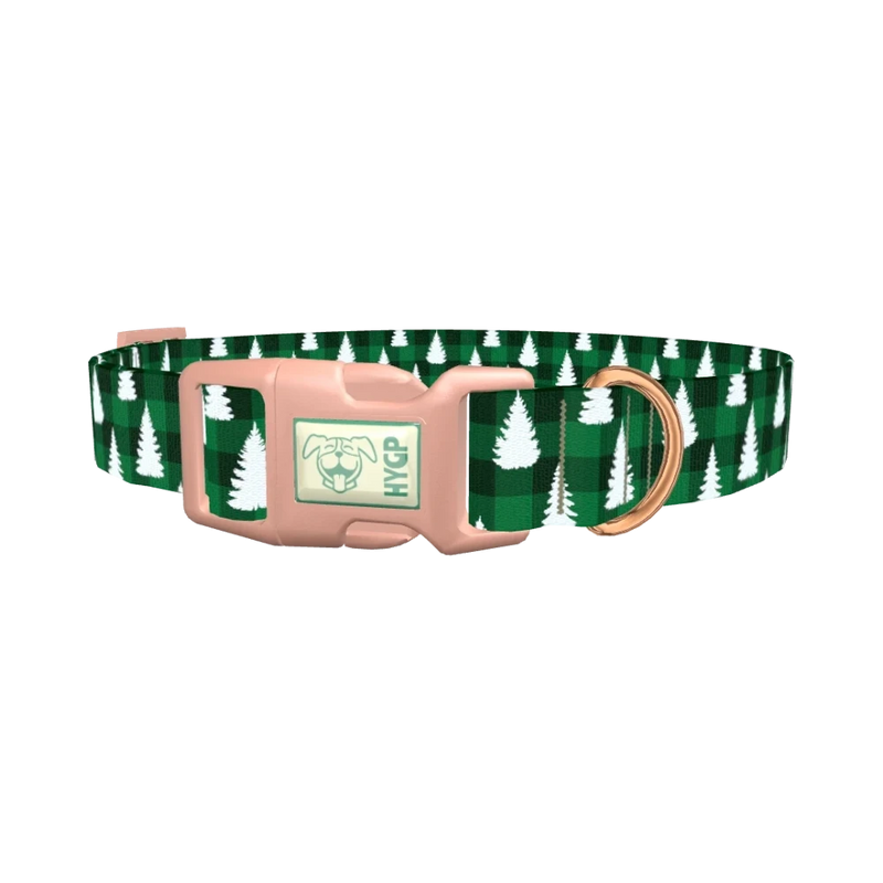 Fir Plaid Dog Collar - plastic rose gold