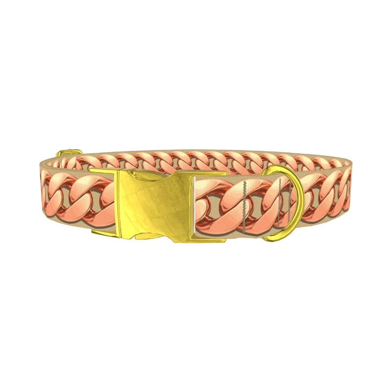 Rose Gold Chain Dog Collar - metal gold