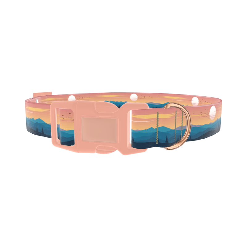 Mountain Sunset Dog Collar - plastic rose gold