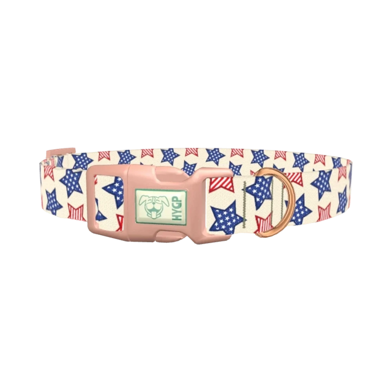 Striped Stars Dog Collar - plastic rose gold