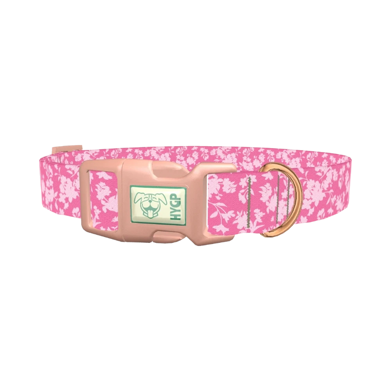 Pink Floral Silhouette 8870524649687 Dog Collar - plastic rose gold