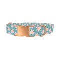 Floral Pink Camomile Dog Collar - metal rose gold