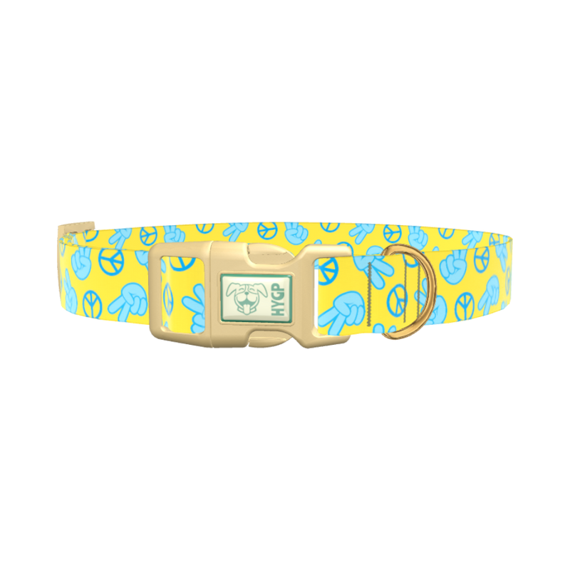 Peace Sign Dog Collar - plastic silver