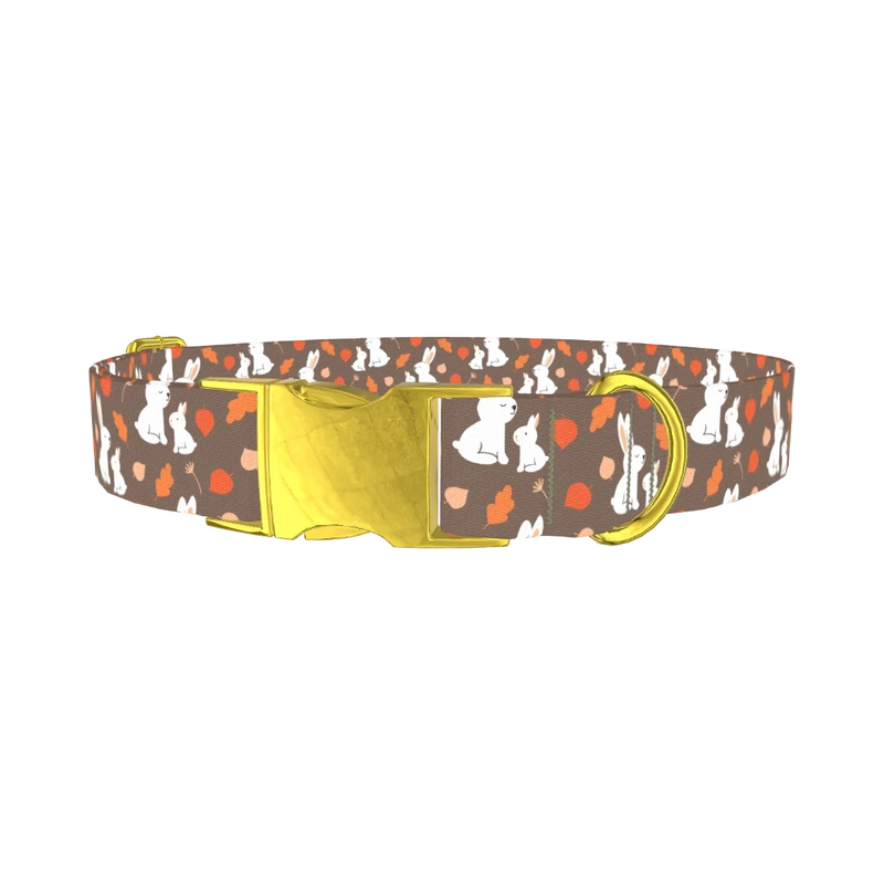 Autumn Bunny Dog Collar - metal gold