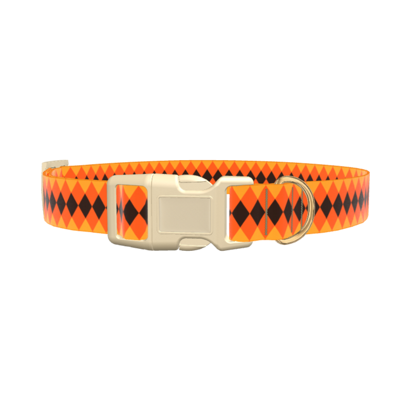 Halloween Rhombus Dog Collar - plastic rose gold