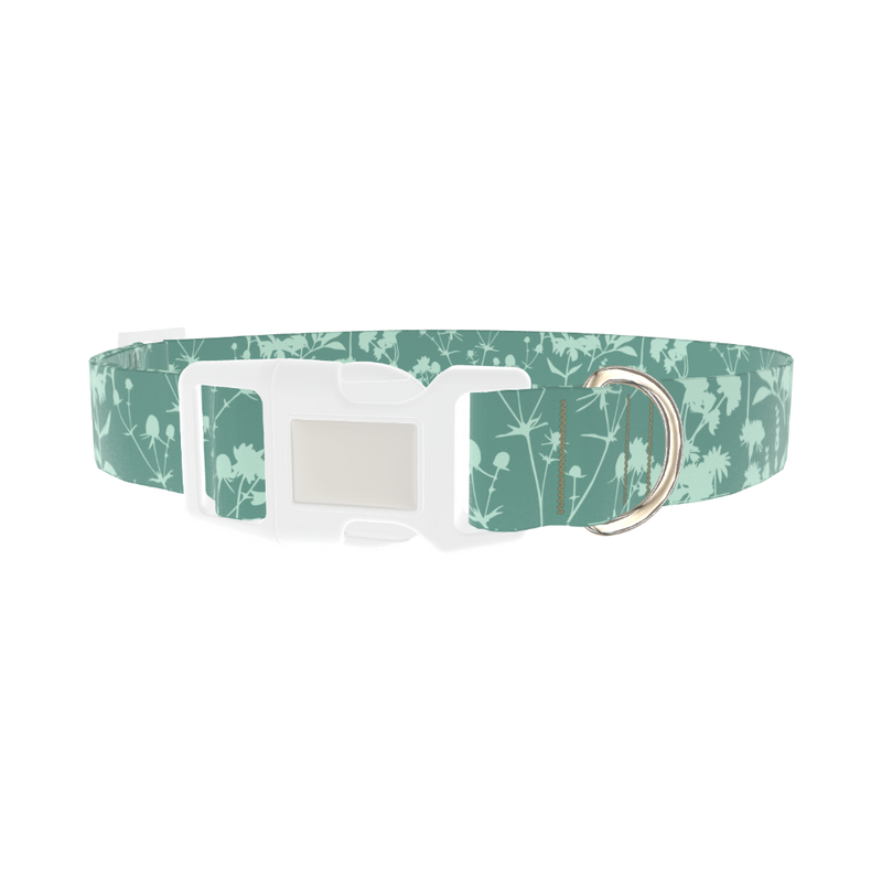 Botanical Silhouette Dog Collar - plastic silver