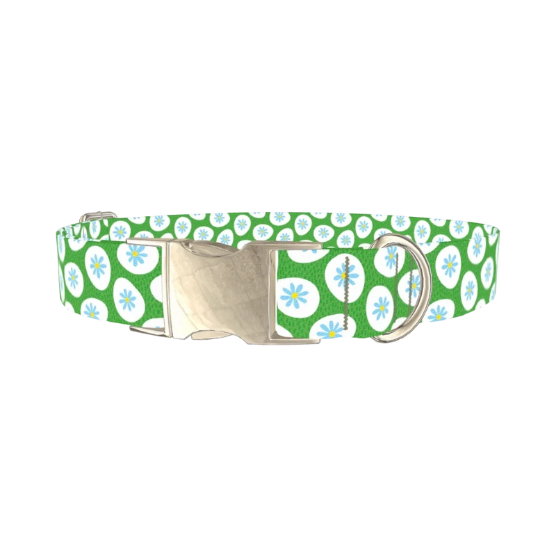 Floral Easter Egg Dog Collar - metal silver