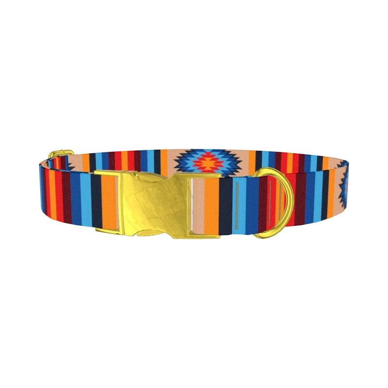 Aztec Geometric Dog Collar - metal gold