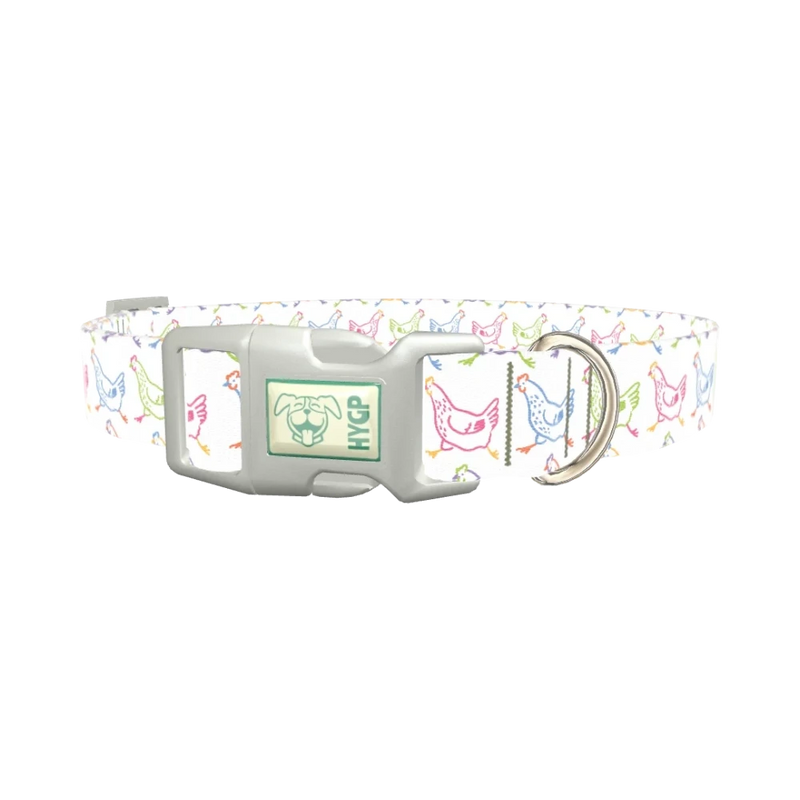 Colorful Chicken Dog Collar - plastic silver