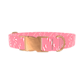 Pink Candy Cane Dog Collar - metal silver