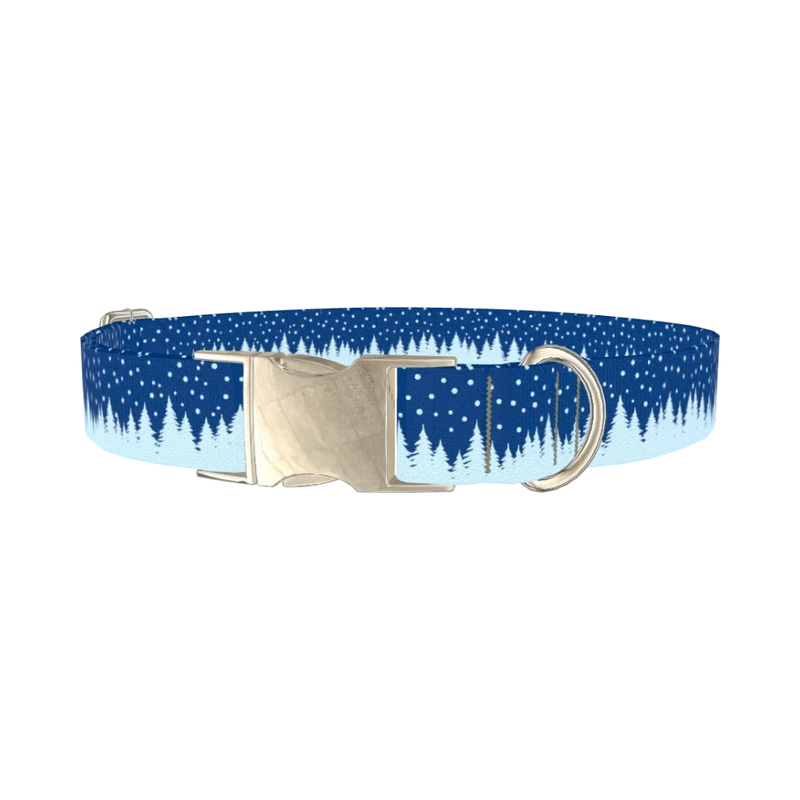Christmas Forest Dog Collar - metal silver