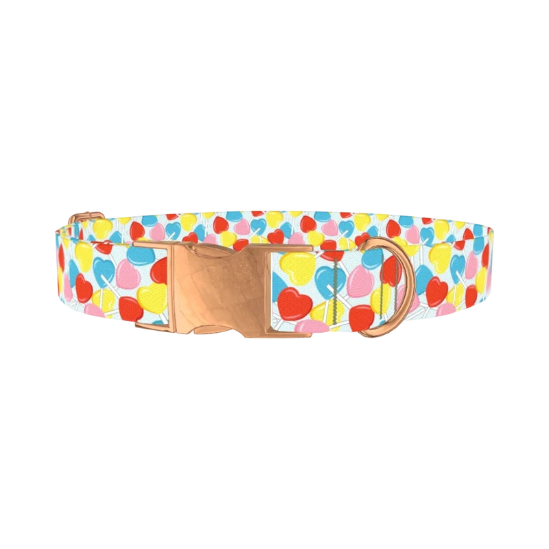 Candy Heart Dog Collar - metal rose gold