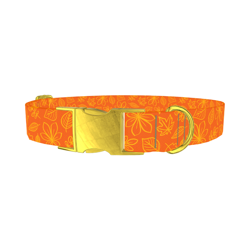 Autumn Leaf Dog Collar - metal gold