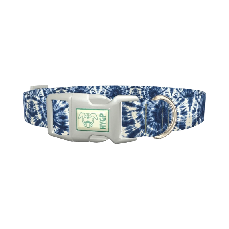Spiral Tie Dye Dog Collar - plastic silver