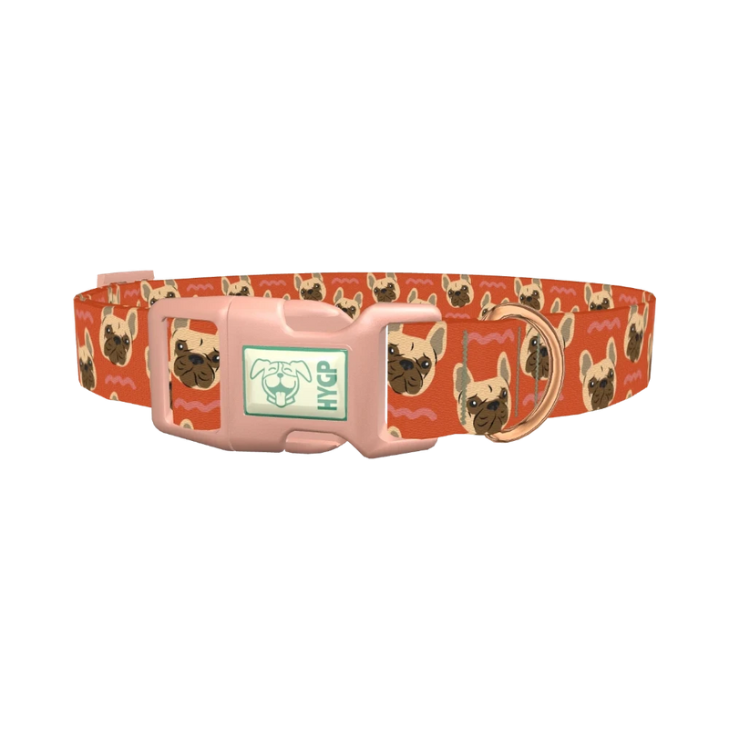 French Bulldog Dog Collar - plastic rose gold