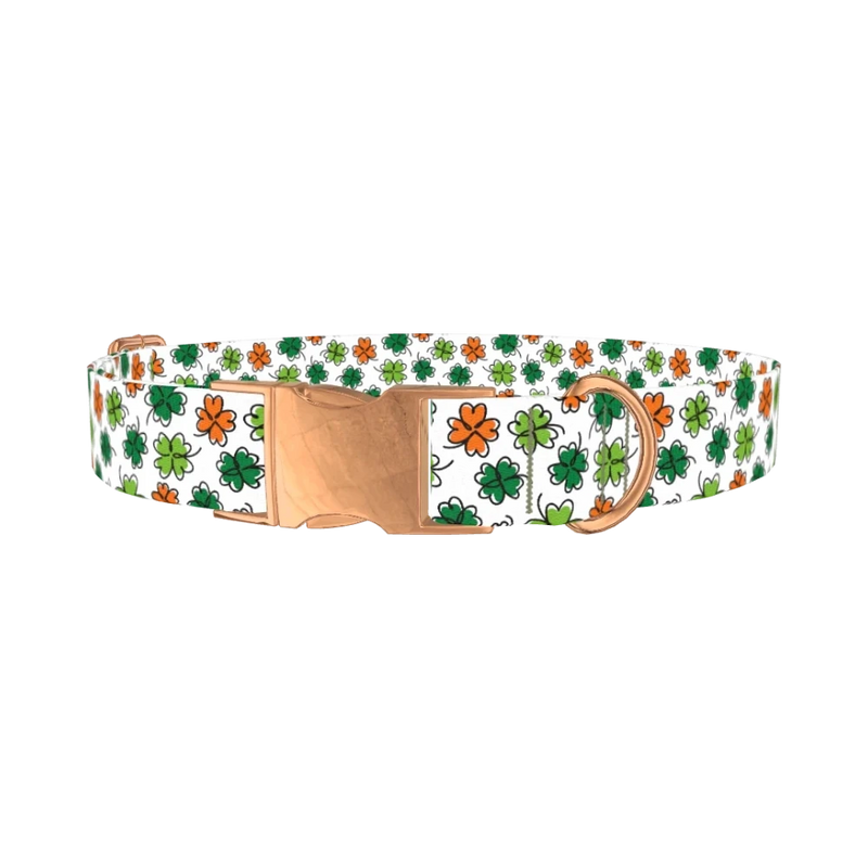 Shamrock Clover Dog Collar - metal rose gold