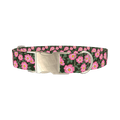 Floral Wild Rose Dog Collar - metal silver