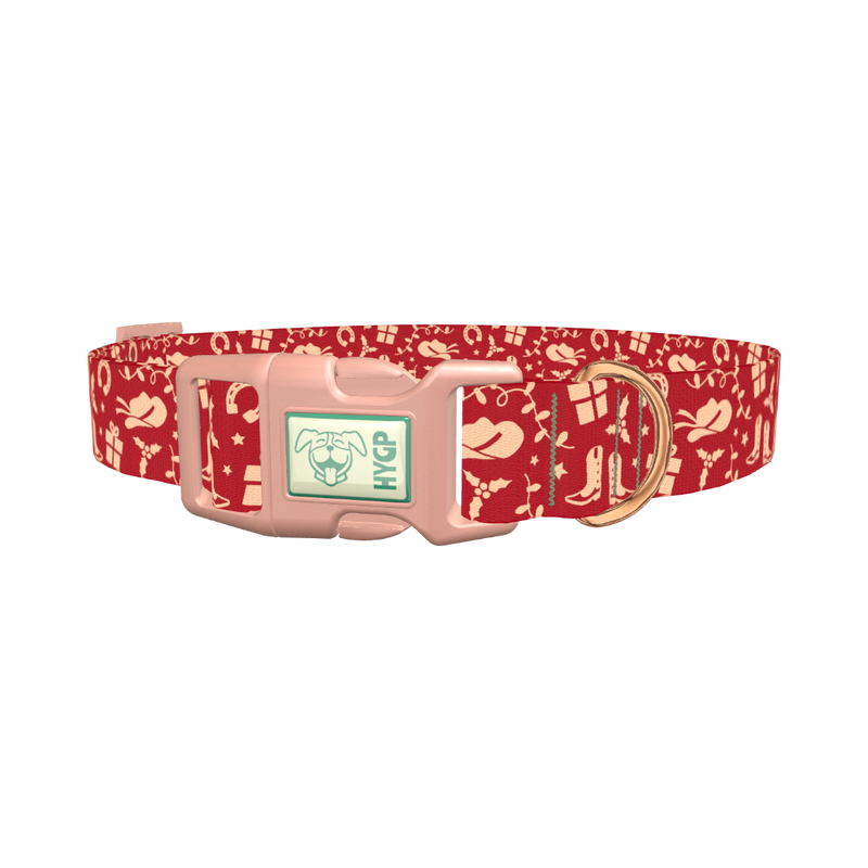 Western Christmas Dog Collar - plastic rose gold