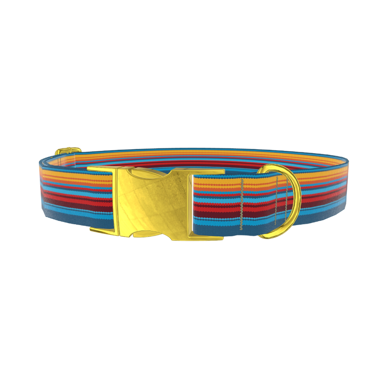 Colorful Geometric Stripe Dog Collar - metal rose gold