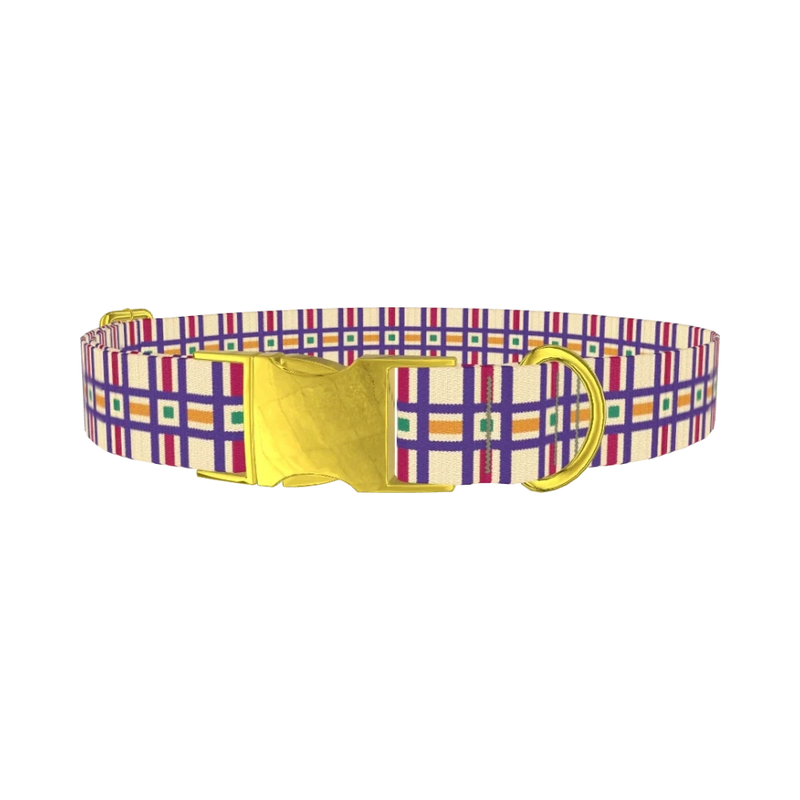 Geometric Grid Dog Collar - metal gold