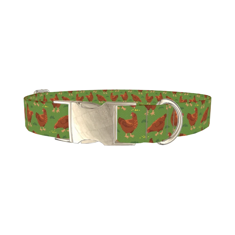 Chicken Farm Dog Collar - metal silver