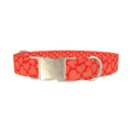Red Sketch Heart Dog Collar - metal silver