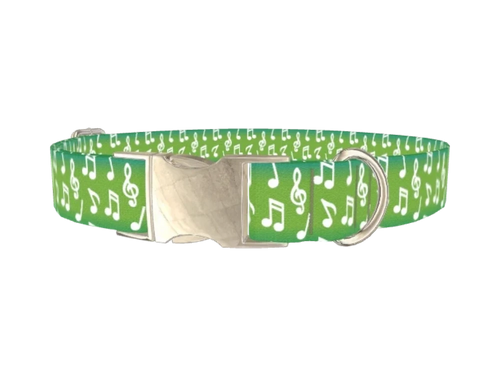 Green Musical Note Dog Collar