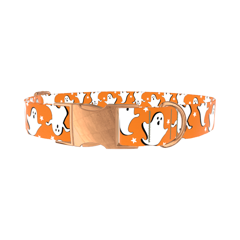 Halloween Ghost Stars Dog Collar - metal rose gold