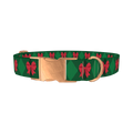 Red Bow Plaid Dog Collar - metal rose gold