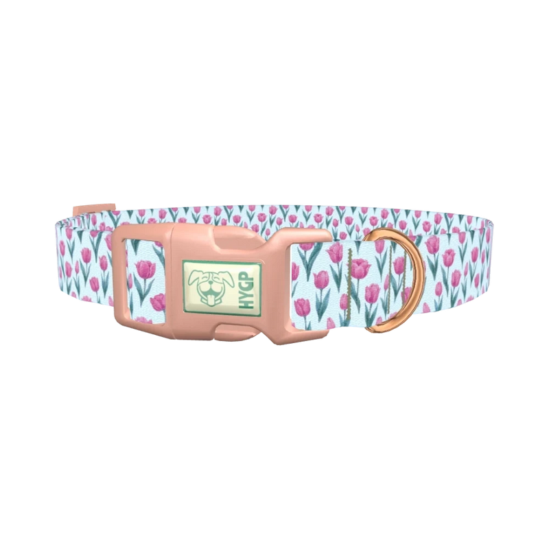 Floral Tulip Dog Collar - plastic rose gold