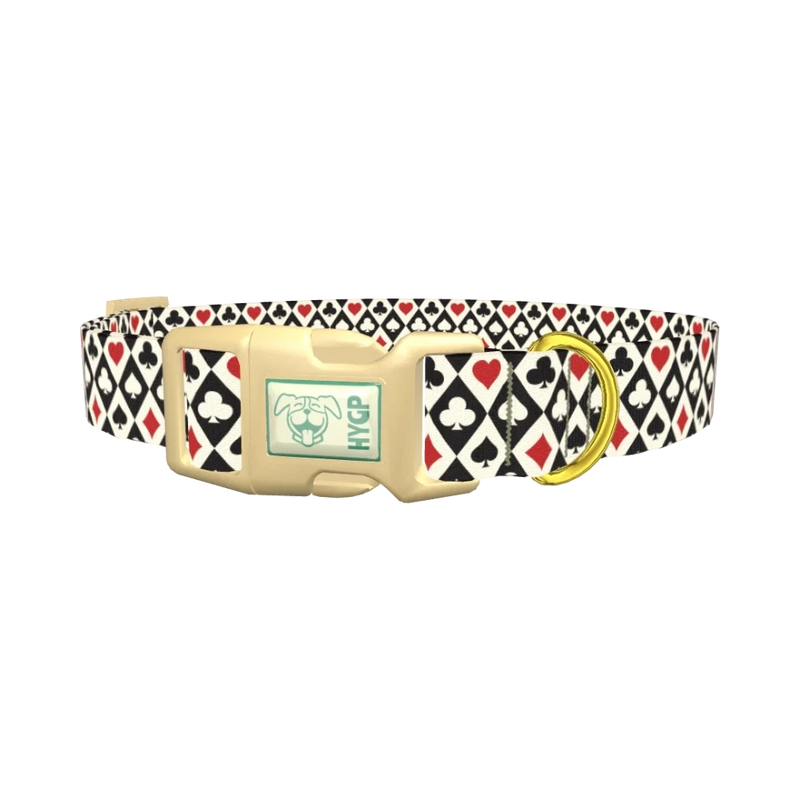 Diamond Card Suit Dog Collar - plastic gold