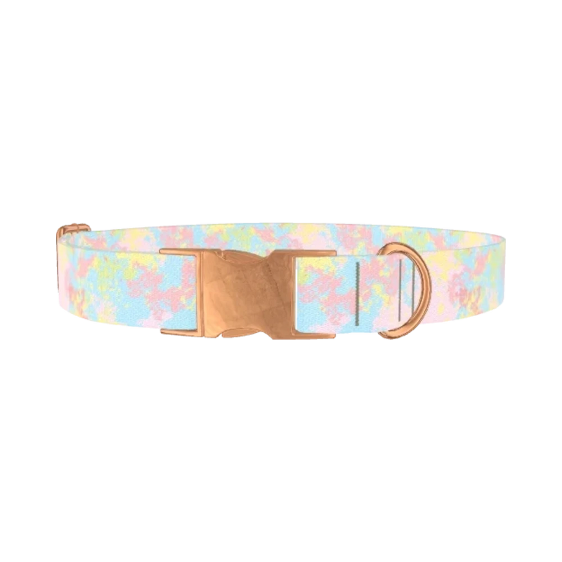 Abstract Pastel Dog Collar - metal rose gold