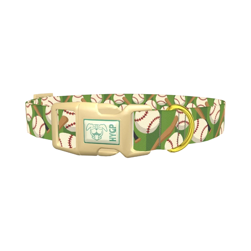 Baseball Pattern Dog Collar - plastic gold