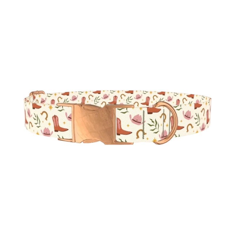 Western Hat Stars Dog Collar - metal rose gold