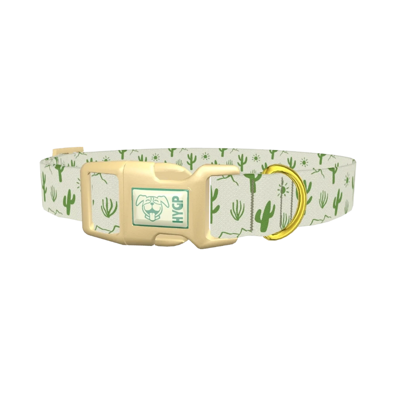 Green Cactus Landscape Dog Collar - plastic gold